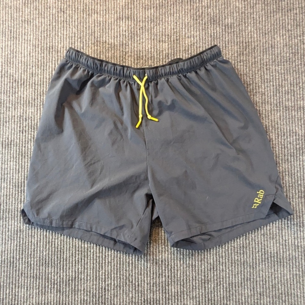 Rab Mens Running Shorts Gray Size 34 Waist Lightweight Athletic Liner 5 inseam